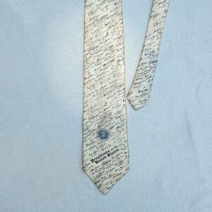 Script Print Necktie with Emblem